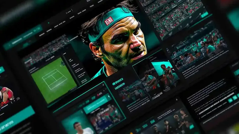 Telas multiplas mostrando transmissao ao vivo de partida de tenis com jogador em acao